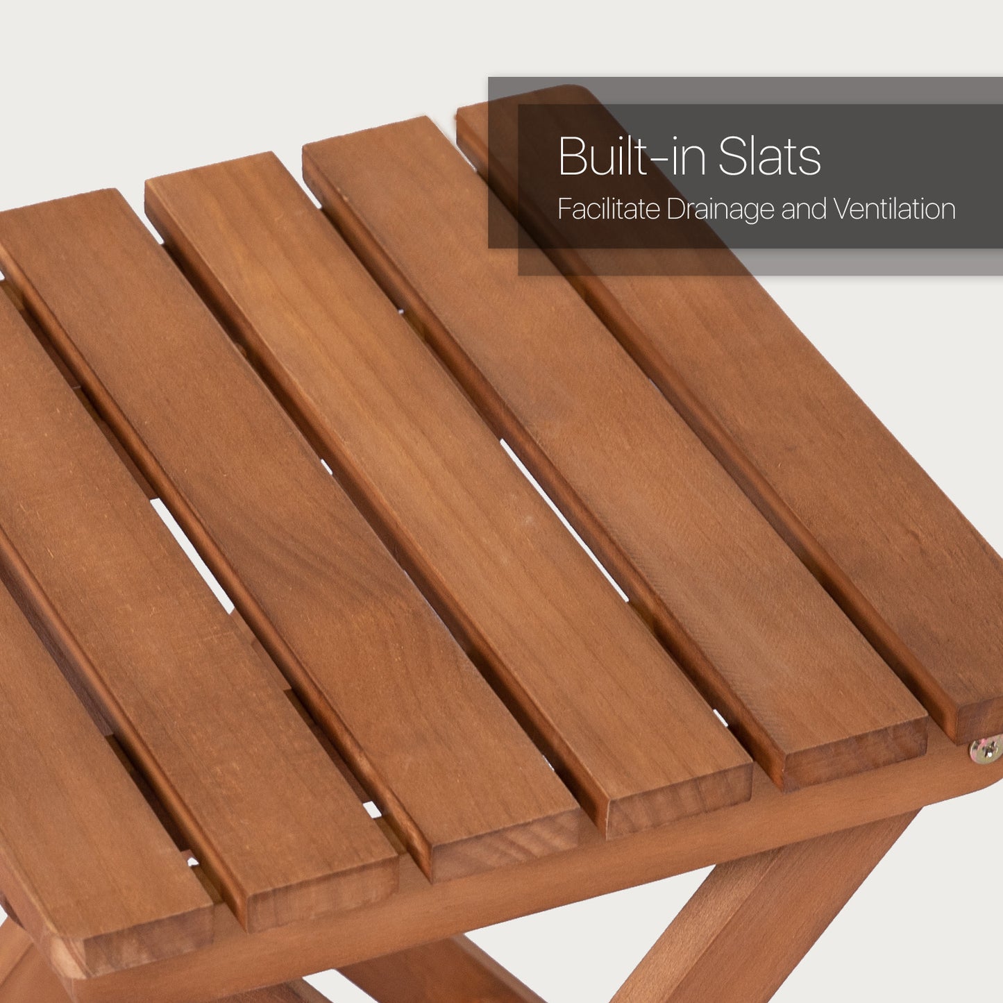 Square Folding Stool - Wood - Brown