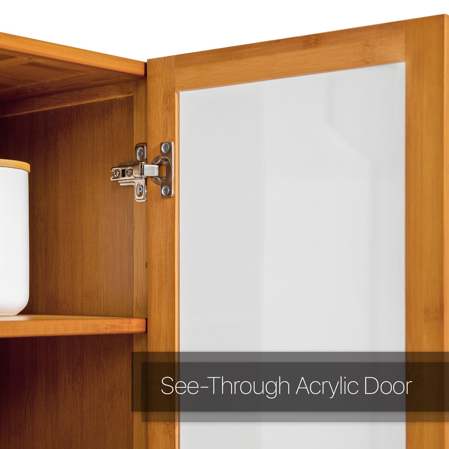 Visible Single Door Bookcase - Bamboo/Acrylic - Brown