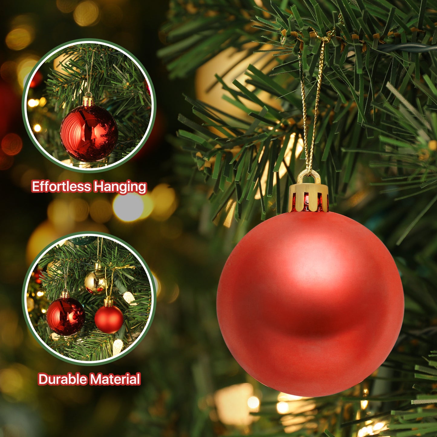 Ball Ornament - 2'' Diameter - 34PCS - 5*Shiny 5*Pumpkin 5*Mirrored 9*Glitter 10*Matte