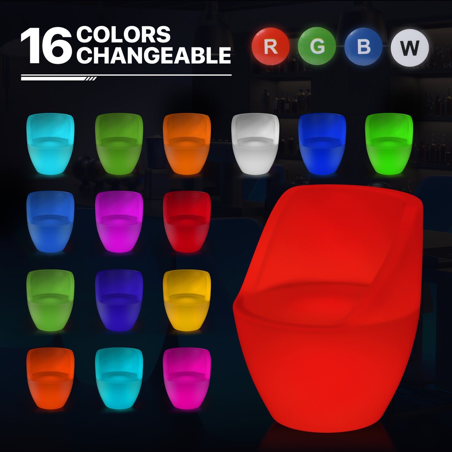 LED - Chair - Barrel Shape - 16 Colors Remote Control