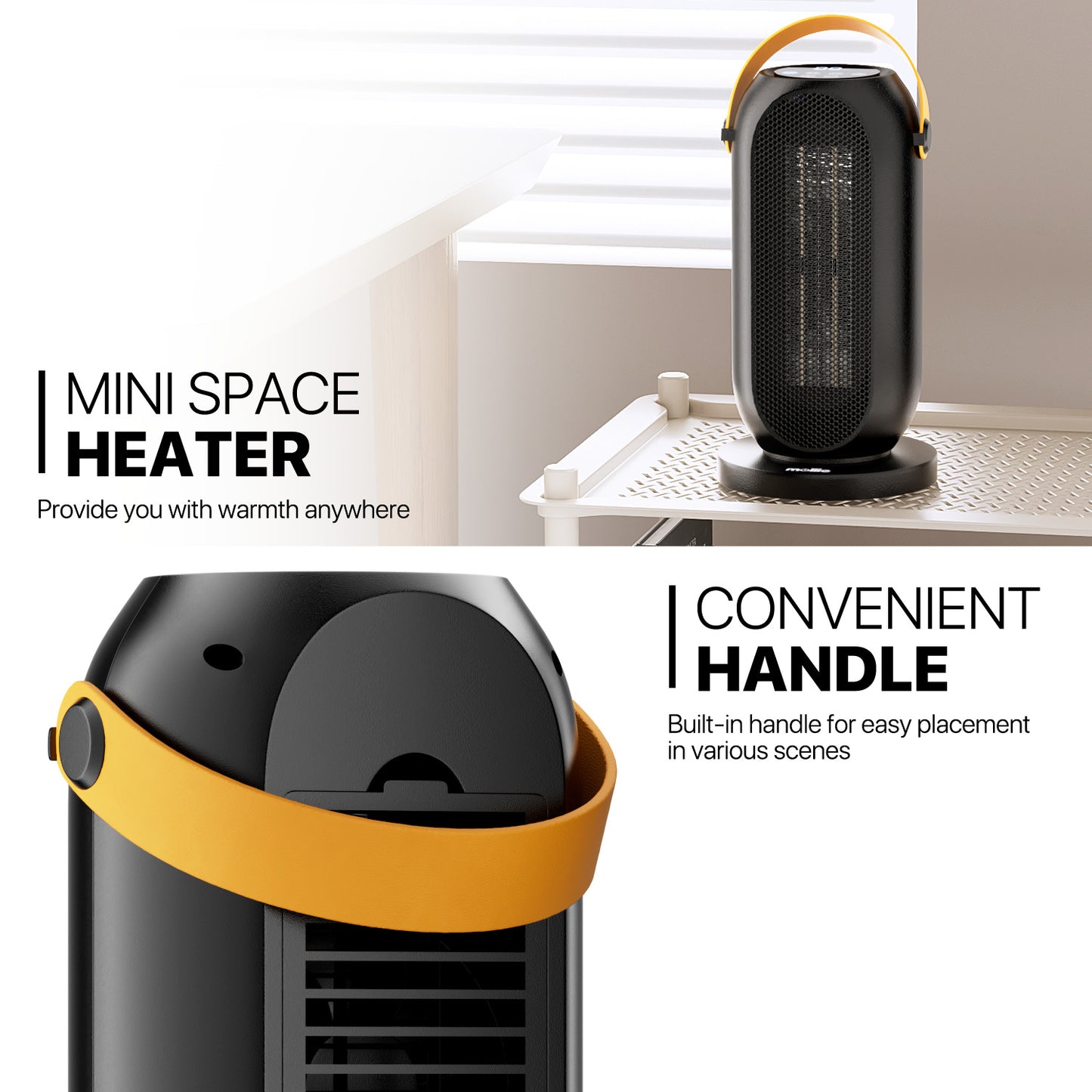 1200W Electric Portable PTC 160 sq.ft Space Heater - Digital Display