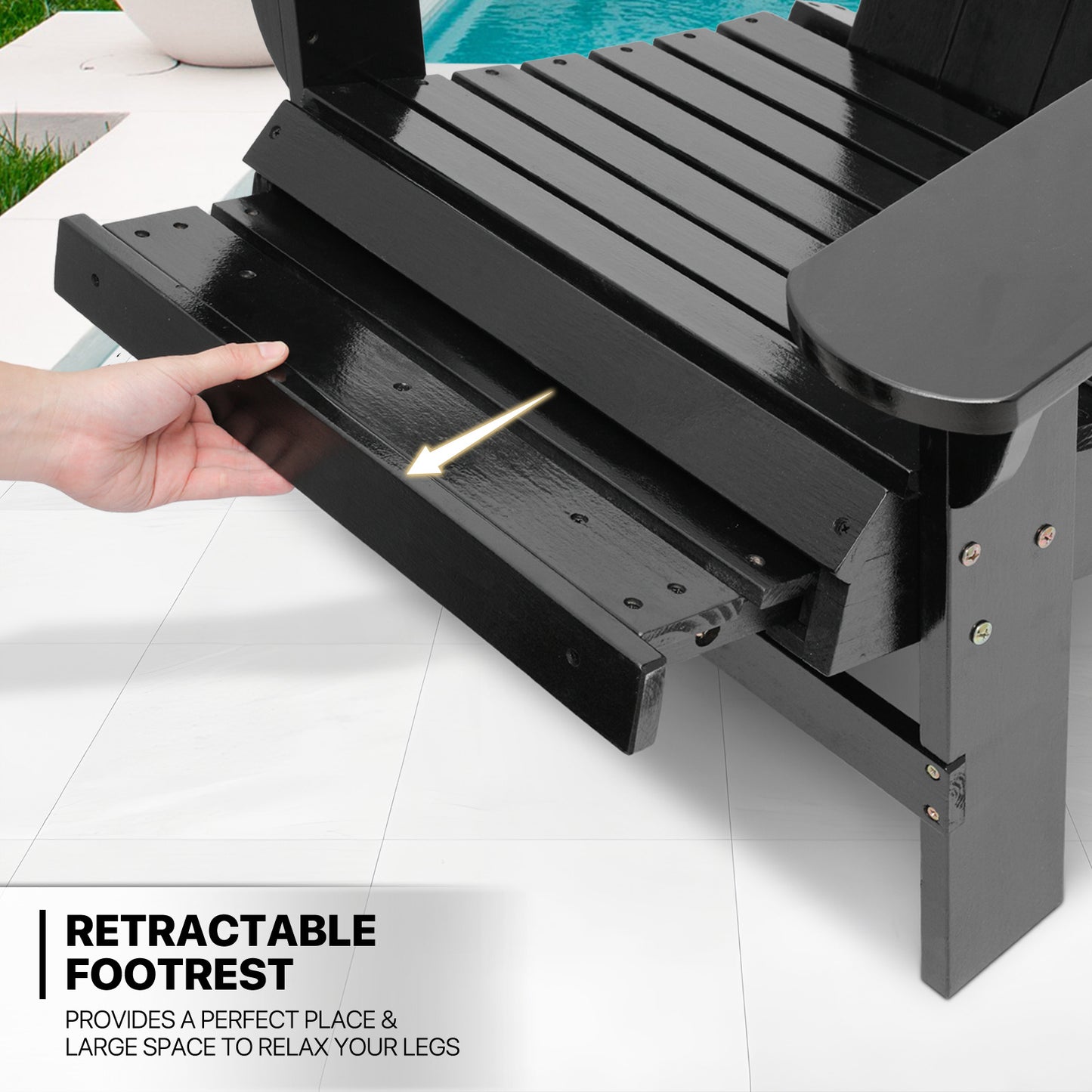 Set of 2 Adirondack Chair - Retractable Footrest