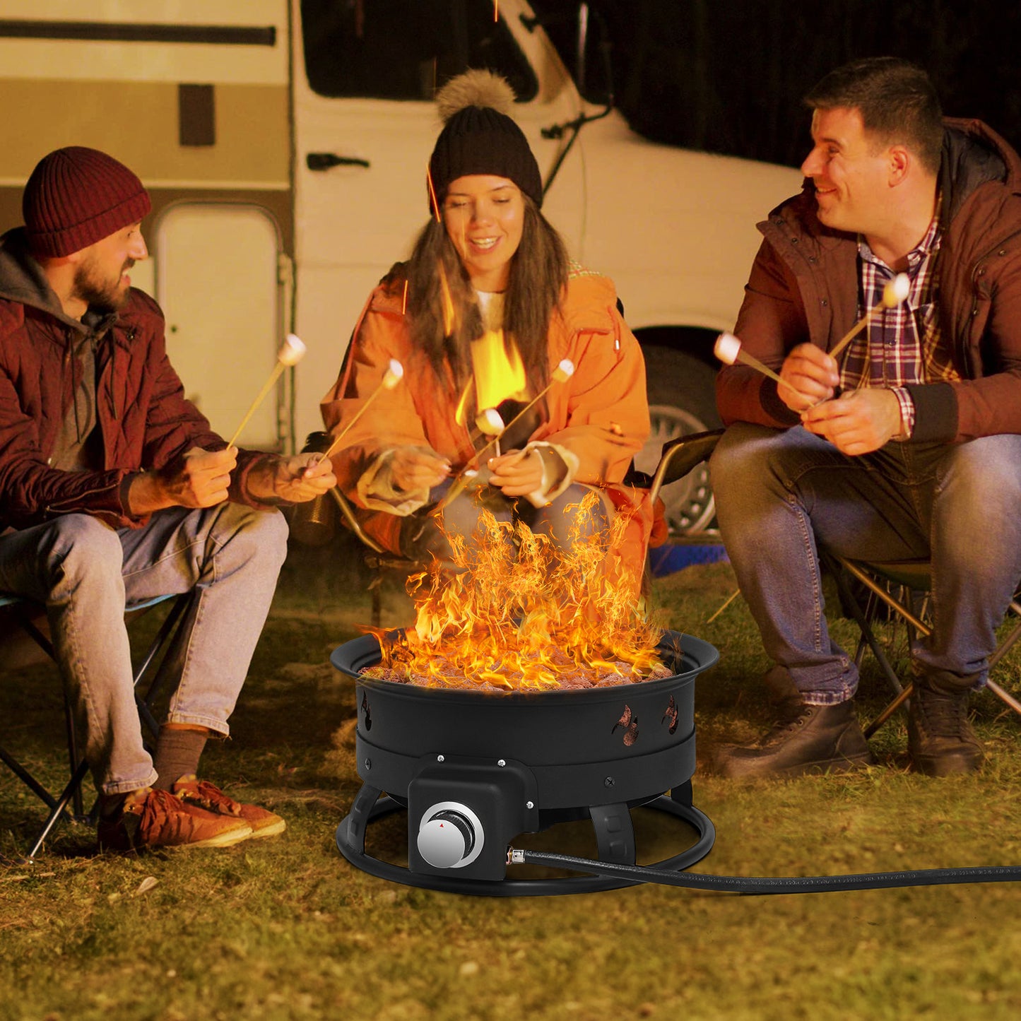 52,000 BTU Propane Fire Pit - with Cover, Lava Rocks