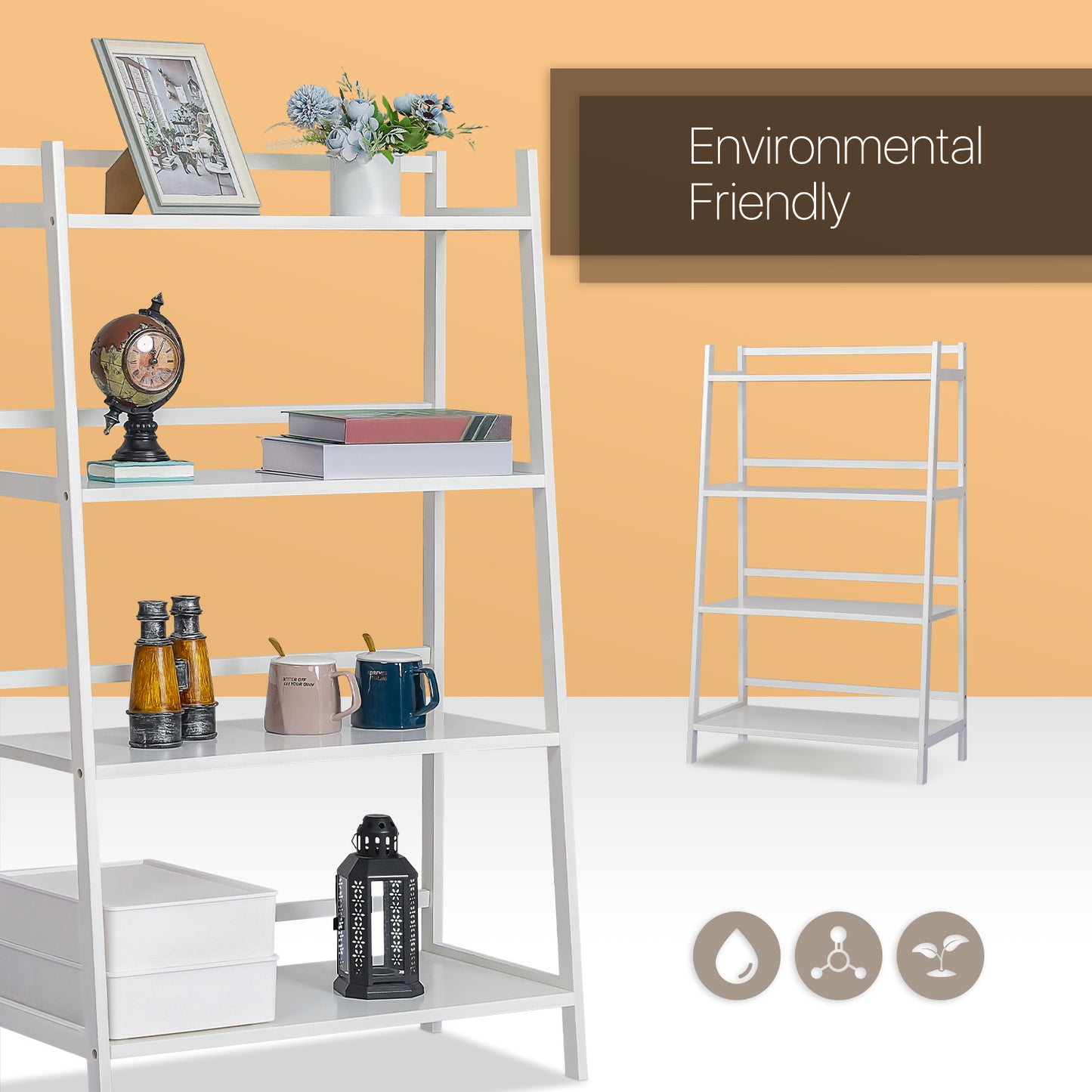 Simplified Trapezoid Multi-Functional Flower Plant Rack - 4 Tier - White
