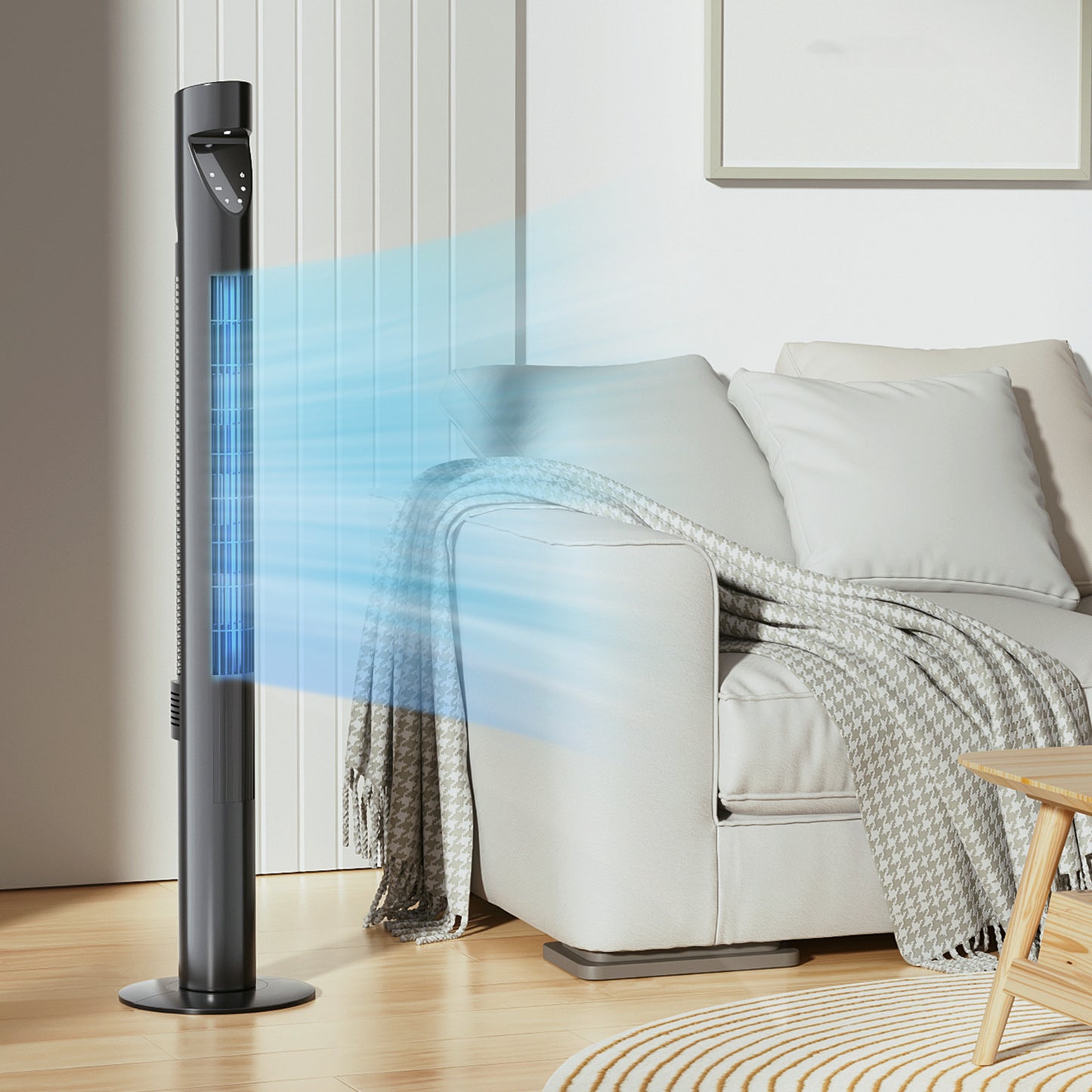 47" Tower fan 3 Speed - Room Temperature Display - Touch Screen Control - LED Down Light