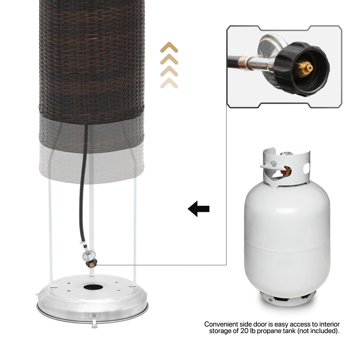 41,000 BTU Propane Patio Heater - 84 Inch Height - w/Wheels