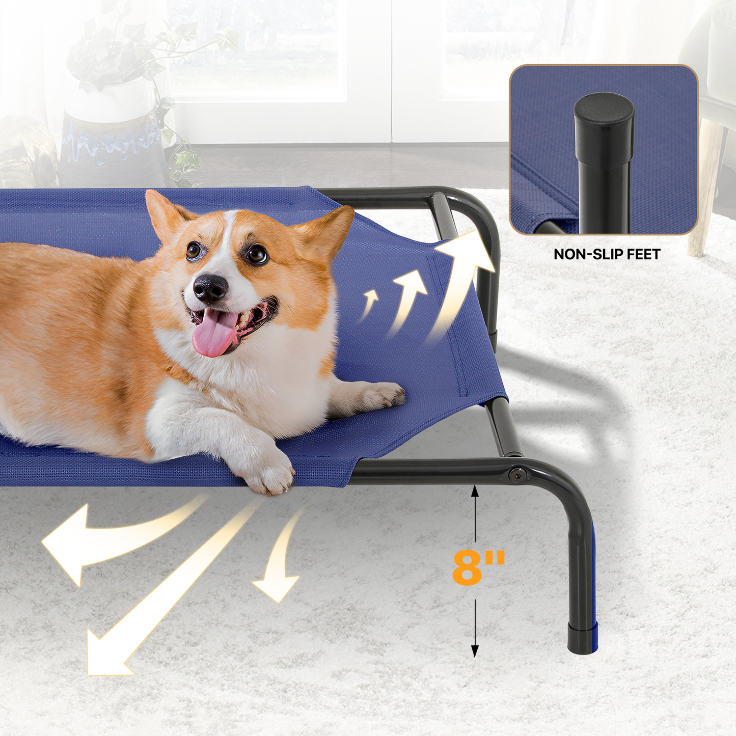 Elevated Dog Bed - Non-Slip Cooling Pet Bed - 42'' Length