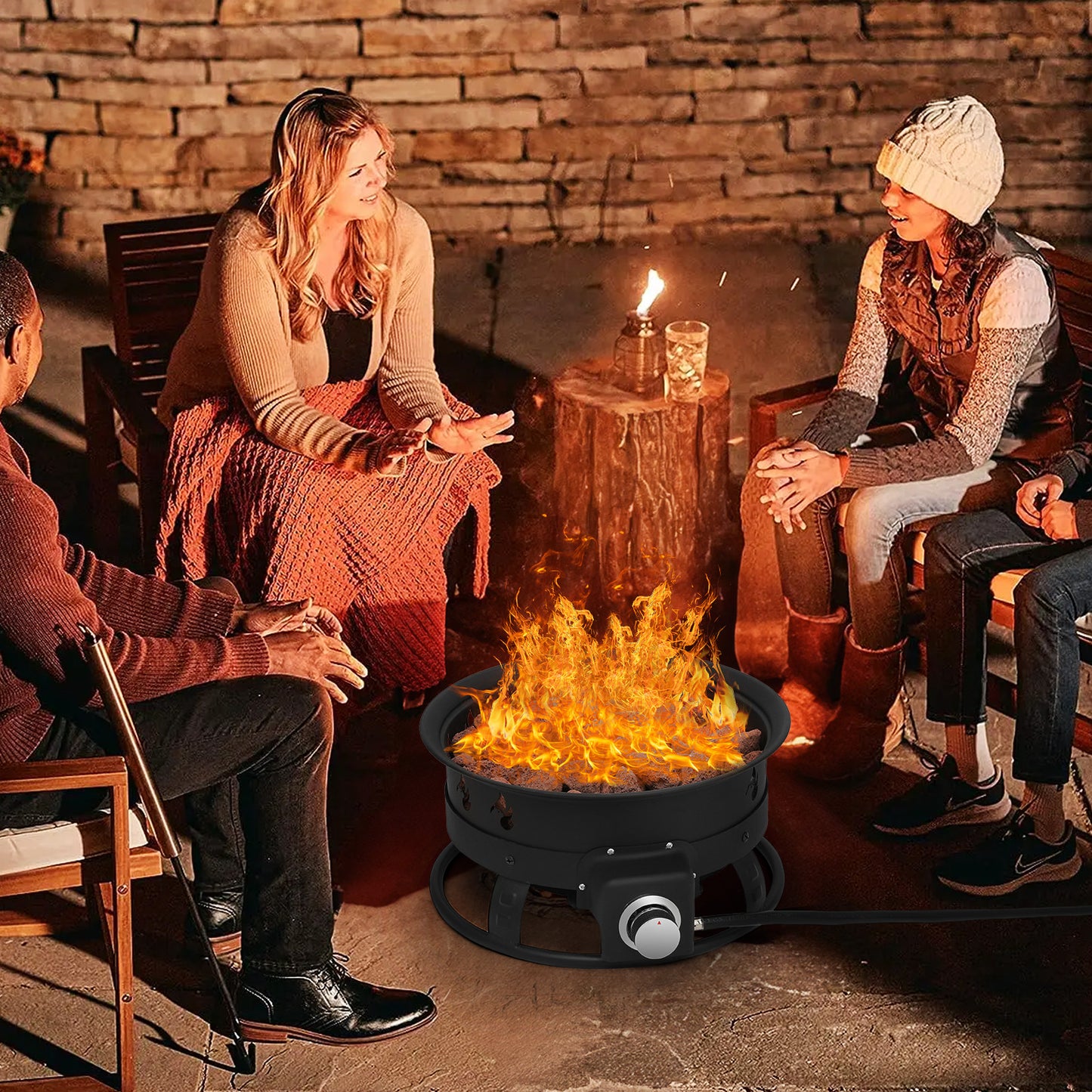 52,000 BTU Propane Fire Pit - with Cover, Lava Rocks