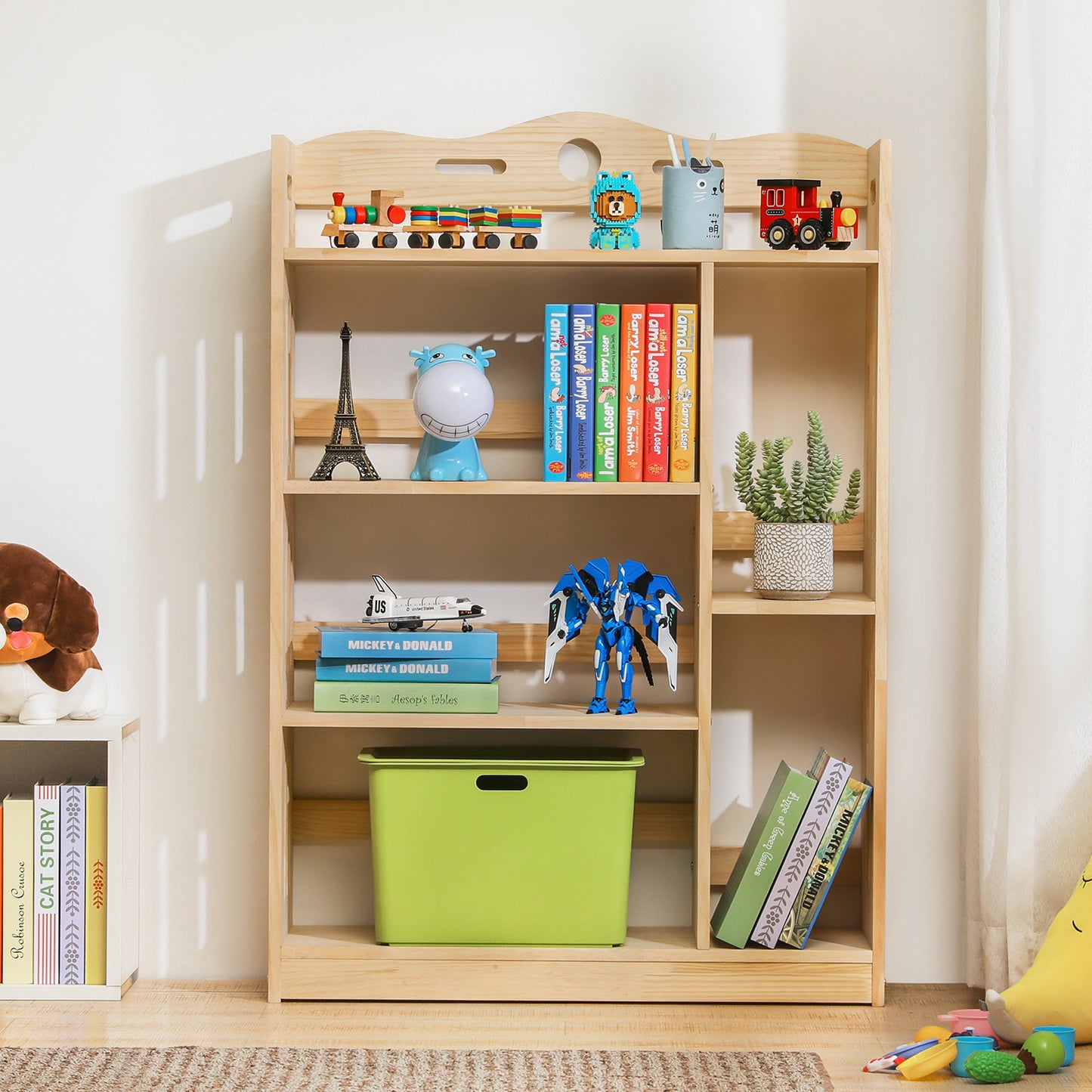 Wooden Display Storage Organizer - 4 Tier - 33" - Natural