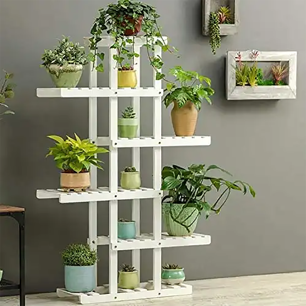 38" Carbonized Wooden Plant Rack