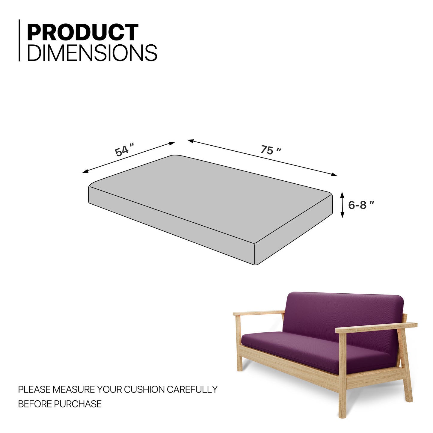 Futon Cover - Polyester - Full Size 54"x75"x2"