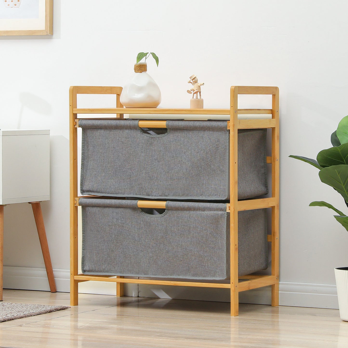 Fabric Drawer Clothes Organizer - Bamboo/Fabric - Grey