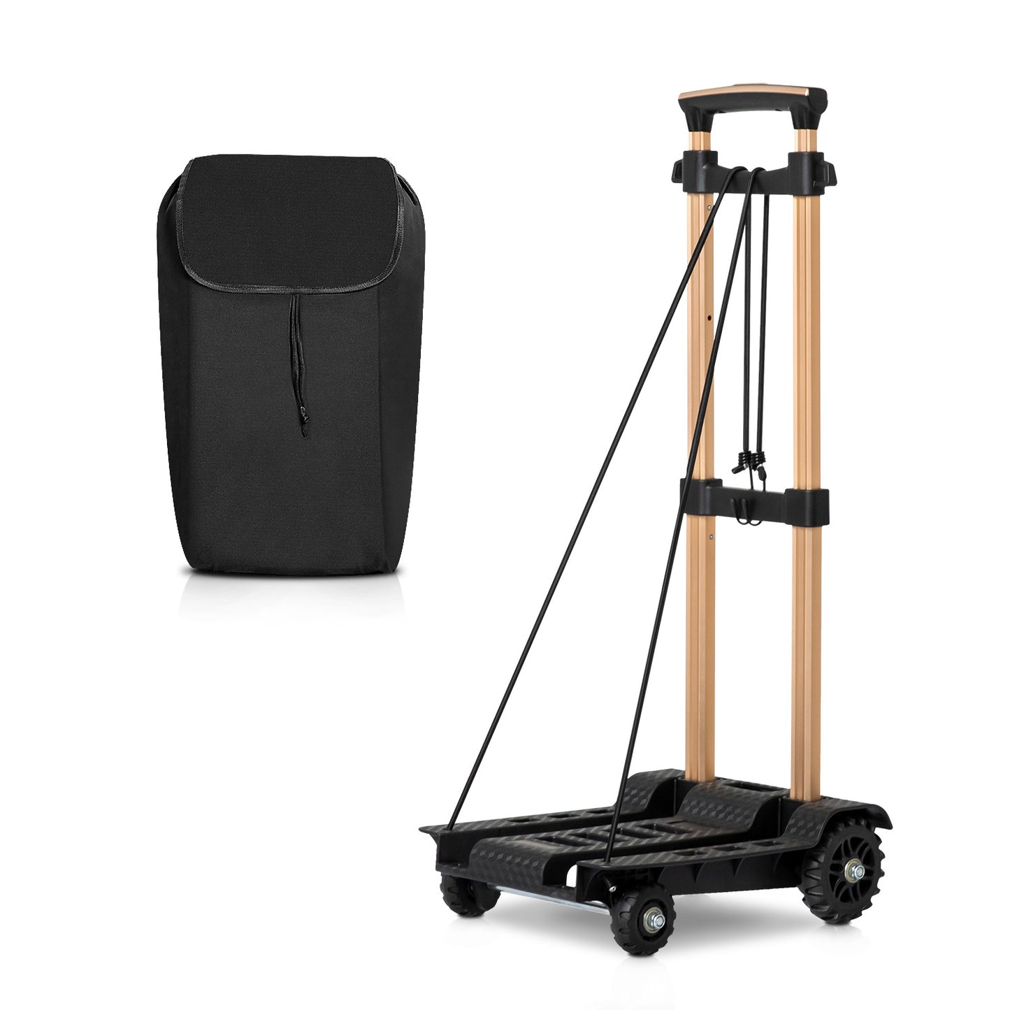 Folding Trolley w/Detachable Bag & Belt - Rigid Front Wheel
