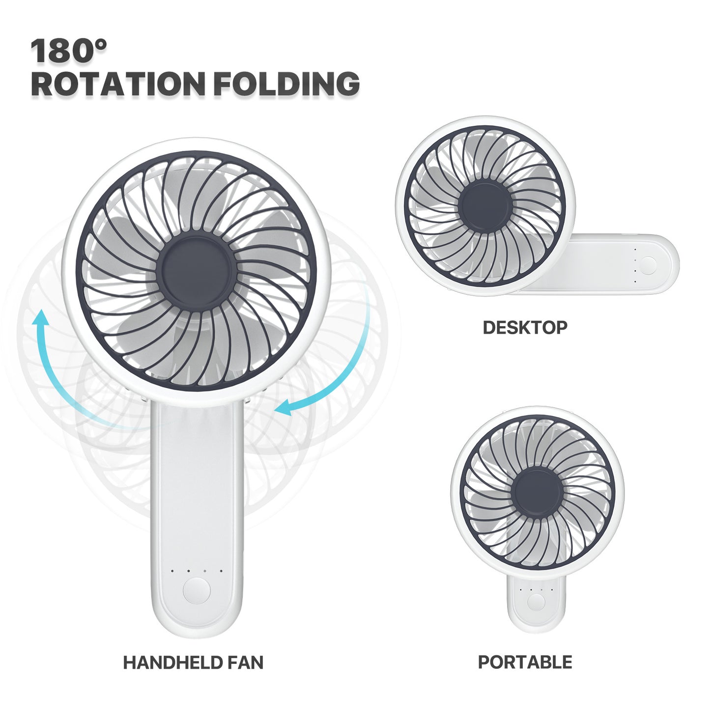 6" USB Handle Fan -3 Speeds - w/Lanyard