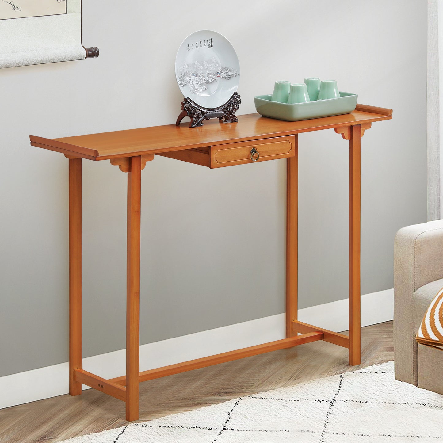 Chinese Altar Table w/Drawer - Brown