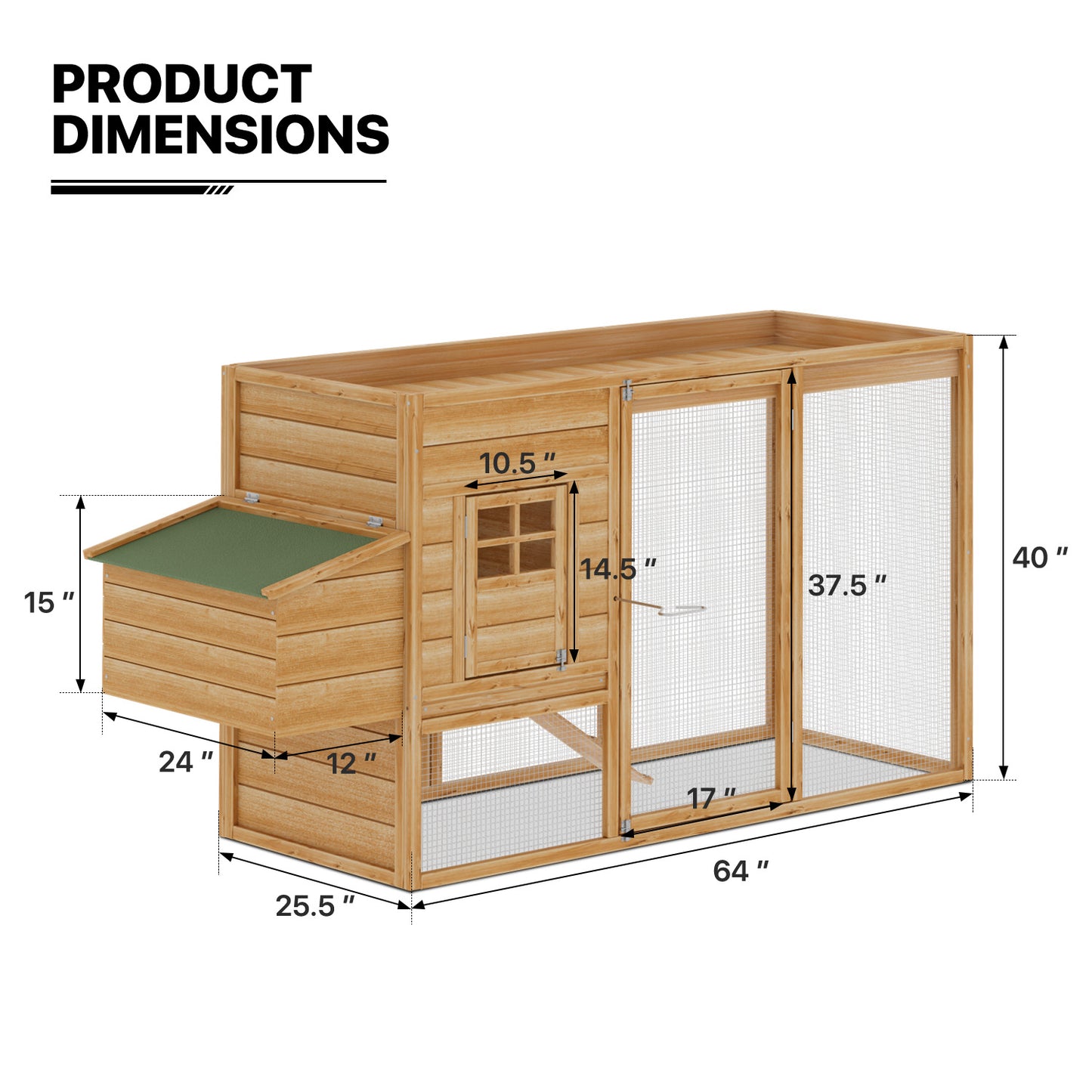 Wooden Chicken Bunny Rabbit Hutch Hen House Poultry Cage with Ramp+Nesting Box