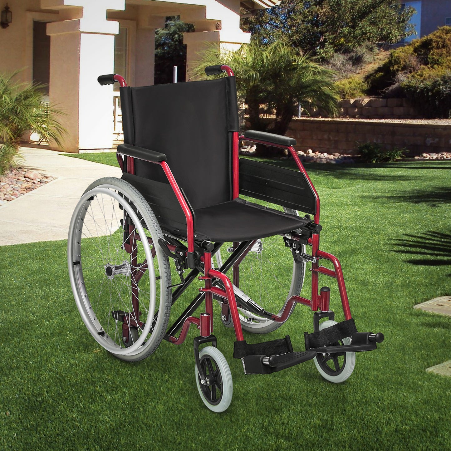 Manual Wheelchair - 7.5'' Front & 23.5'' Rear Wheel - 17"x15.5'' Nylon Seat