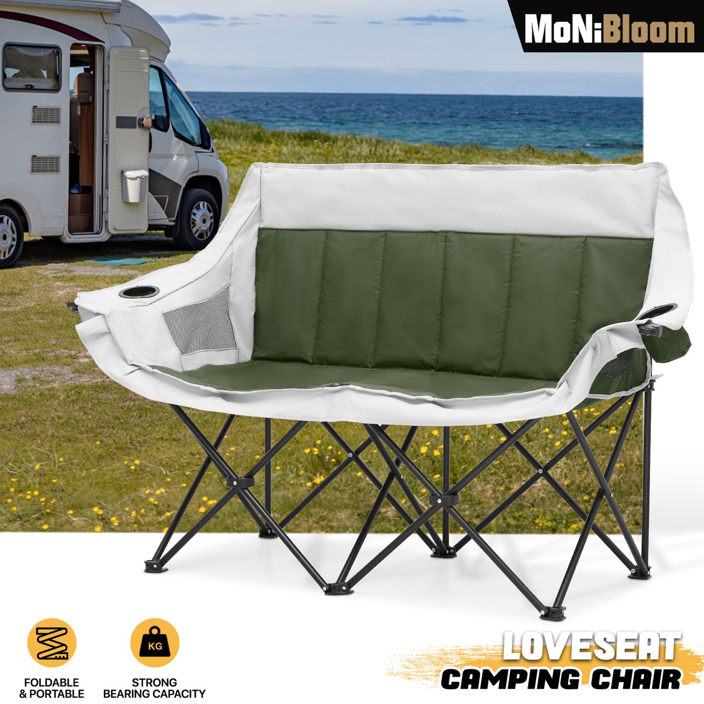 Folding Double Chair - Steel Tube - Oxford Fabric