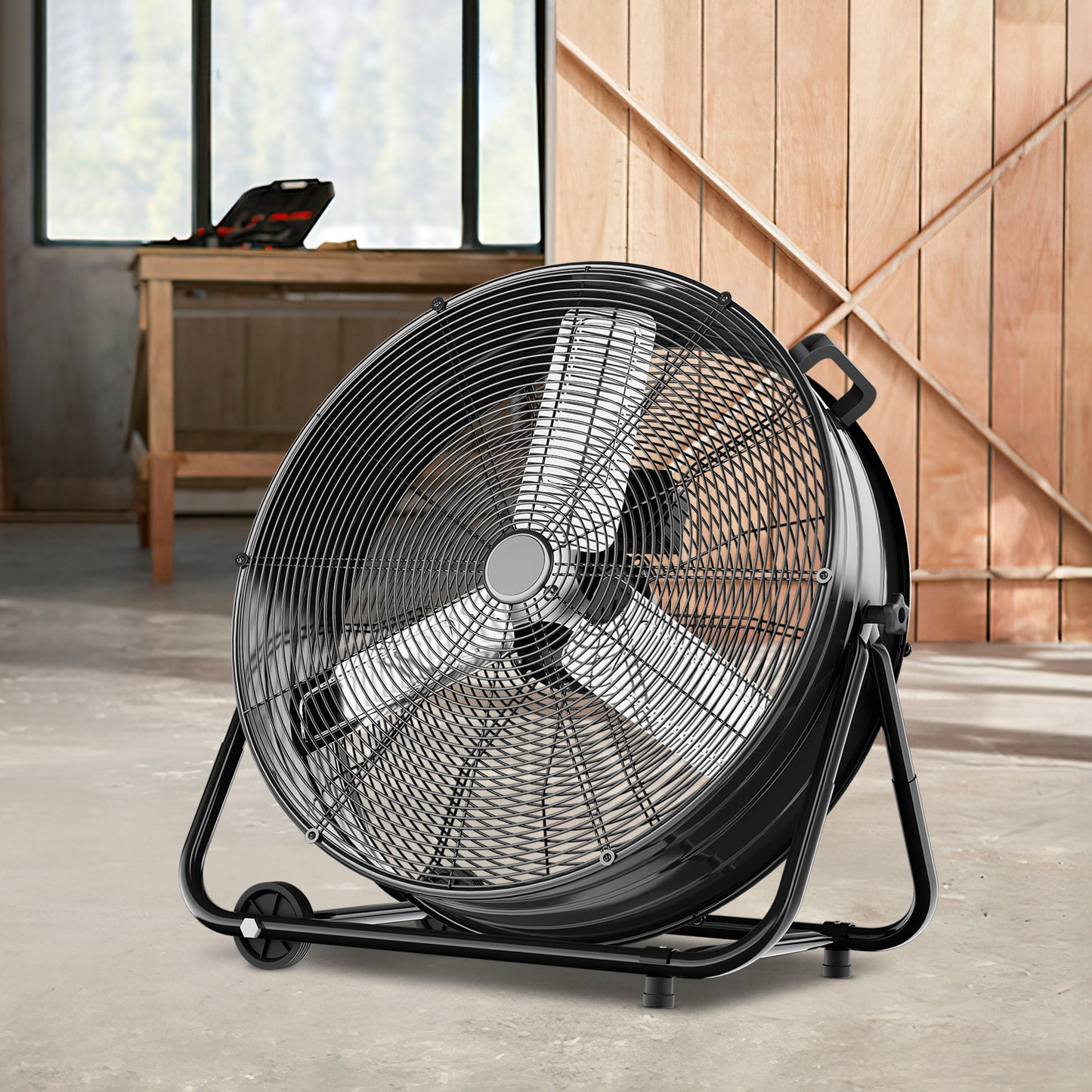 24" Rolling Floor Fan - 3 Speeds - Adjustable Tilt