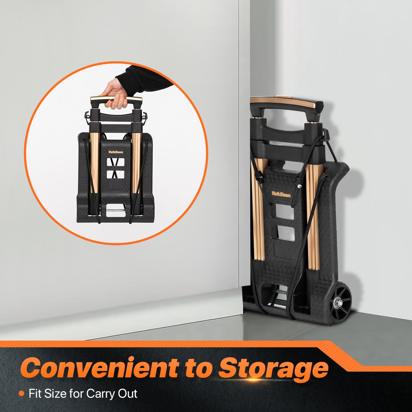 Folding Trolley w/Detachable Bag & Belt - None Front Wheel
