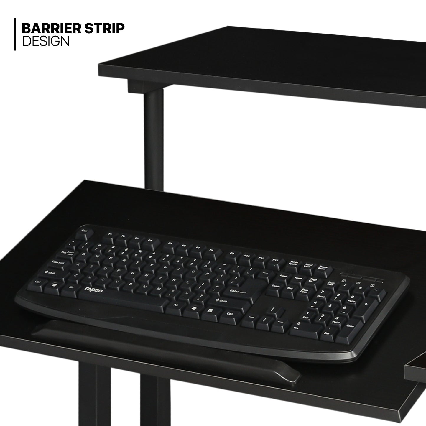Rolling Lifting Computer Desk w/Monitor Shelf & CPU Stand - Adjustable Height & Tilt