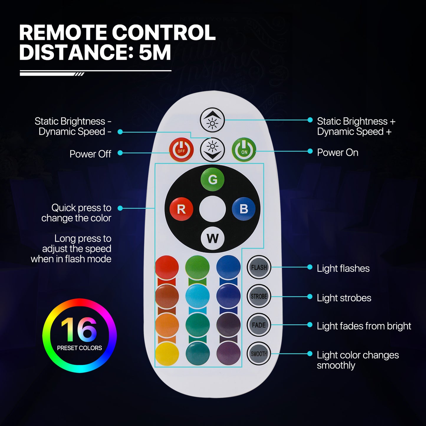 LED - Table - Round Standing - 16 Colors Remote Control