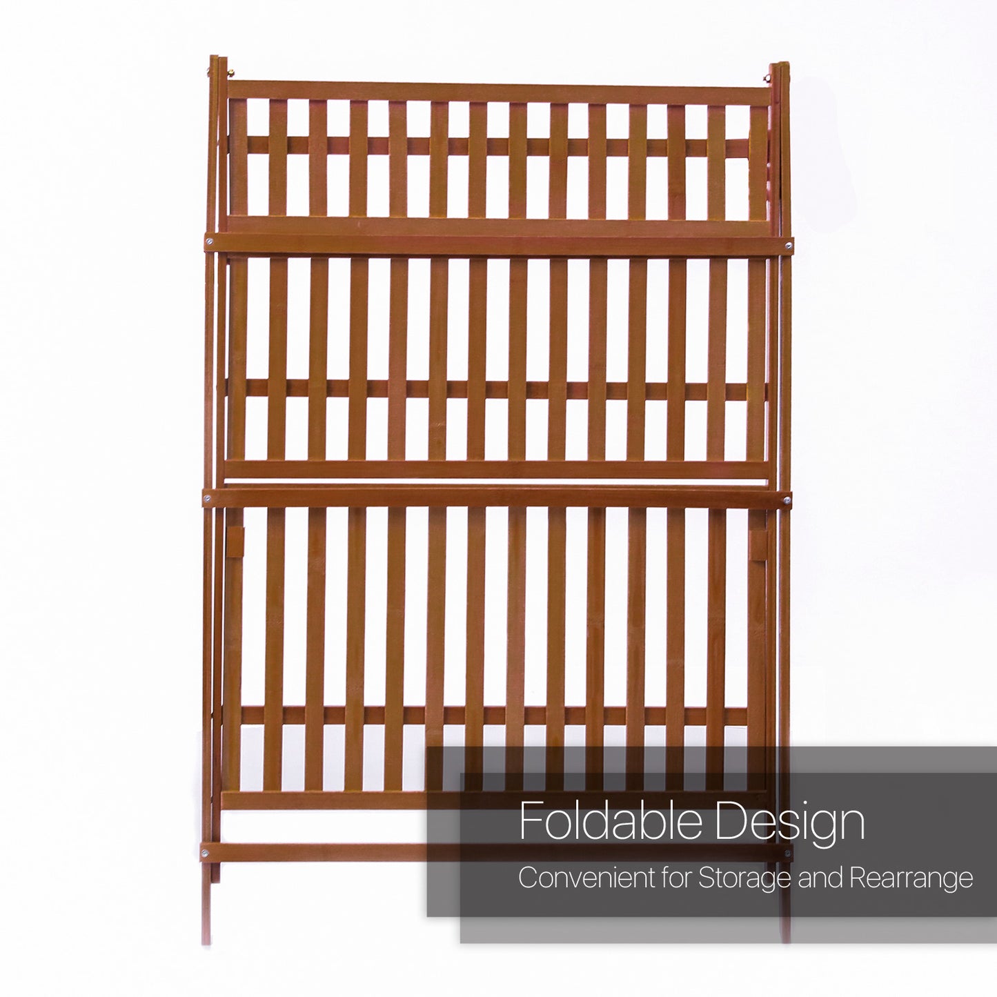 Foldable Flower Plant Rack - A Frame Stand Shelf - 3 Tier - Brown