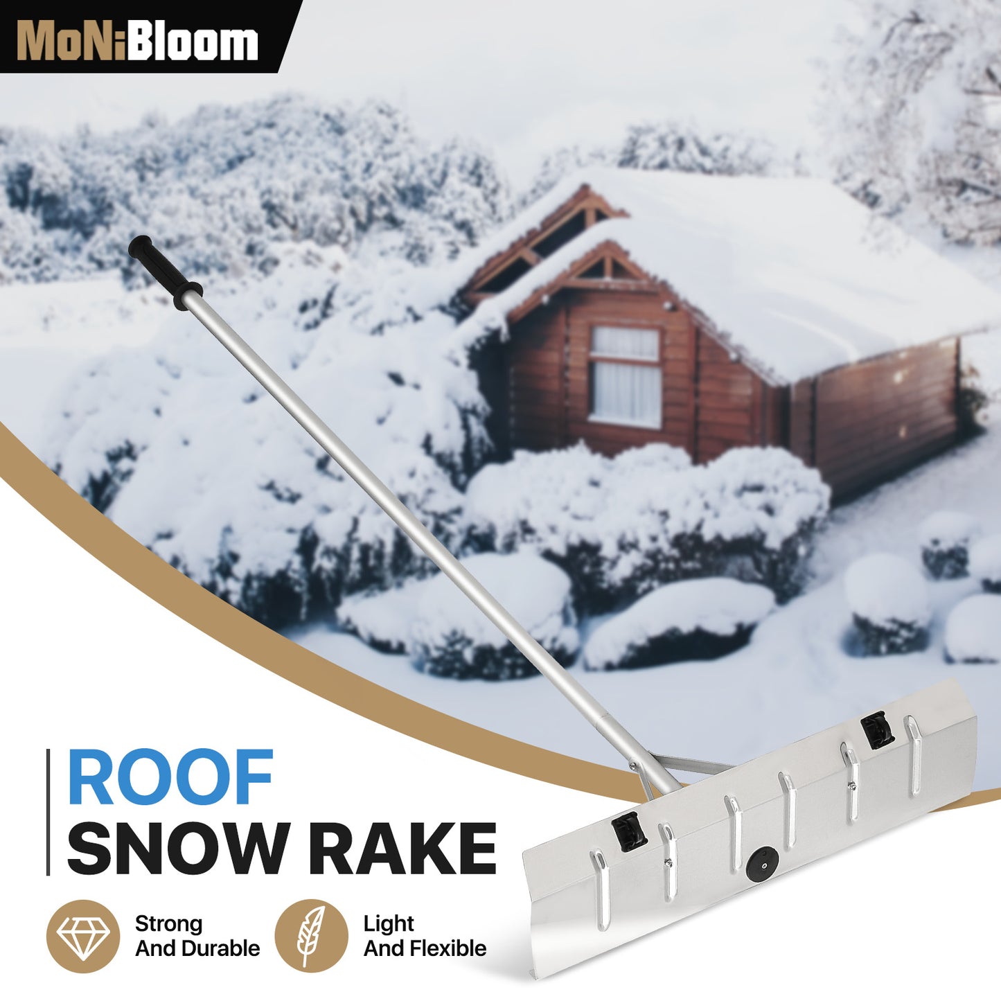 Roof Snow Rake - 4.8 to 20 FT Height - Silver