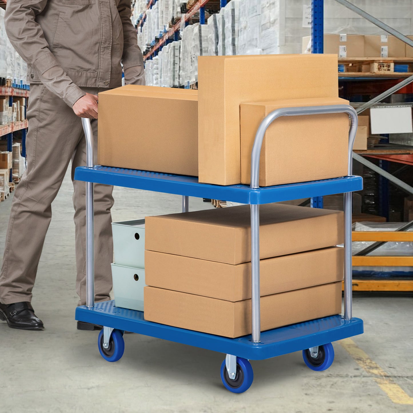 2 Tier Rolling Utility Cart