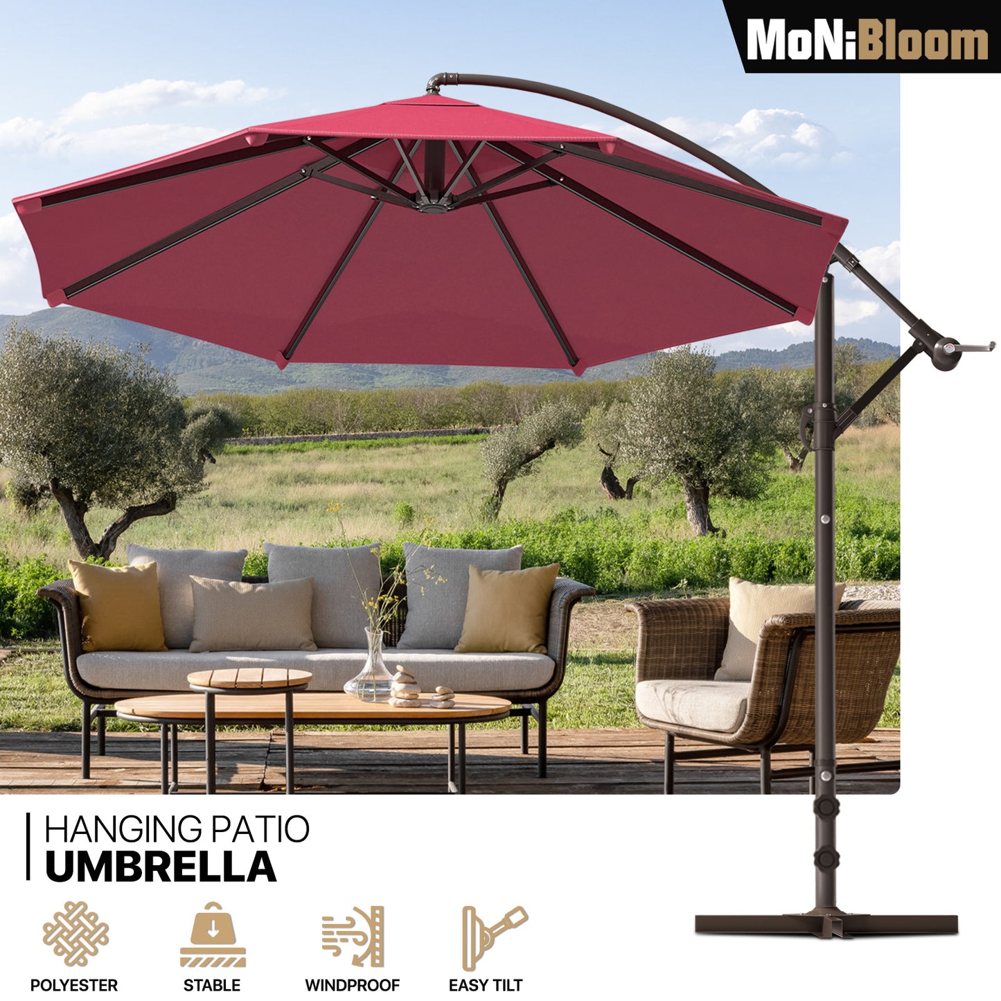 8.5 Ft Hanging Umbrella - 160g Polyester