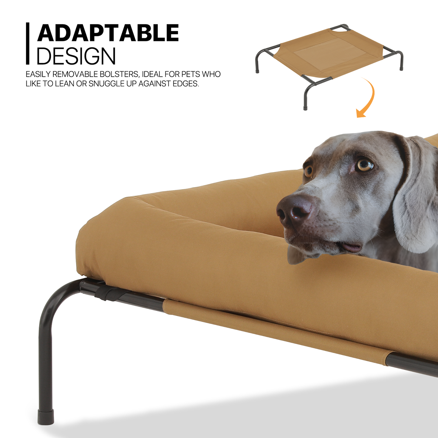 Elevated Dog Bed - w/ Removable Bolster - 55'' Length