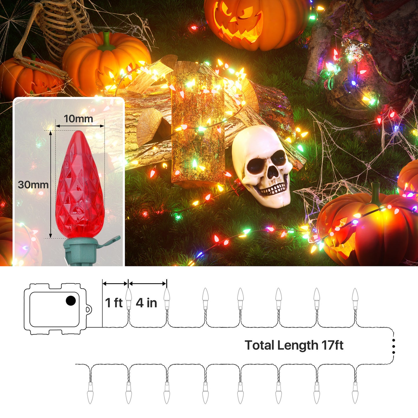 LED String Fairy Light - 50 Bulbs, 17 Ft - 8 Modes, Auto Shutdown