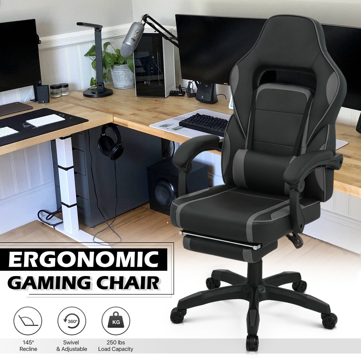 Reclinable Gaming Chair w/Footrest #003