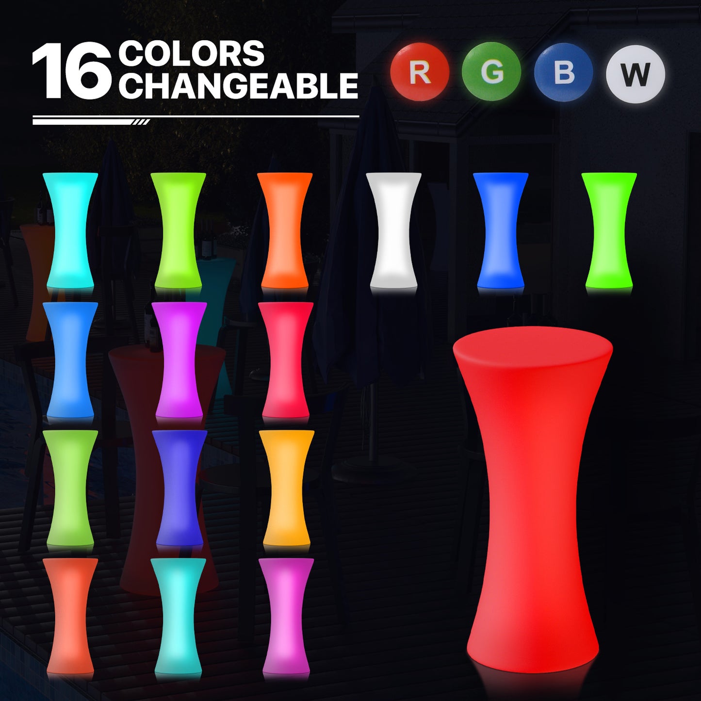 LED - Table - Round Standing - 16 Colors Remote Control