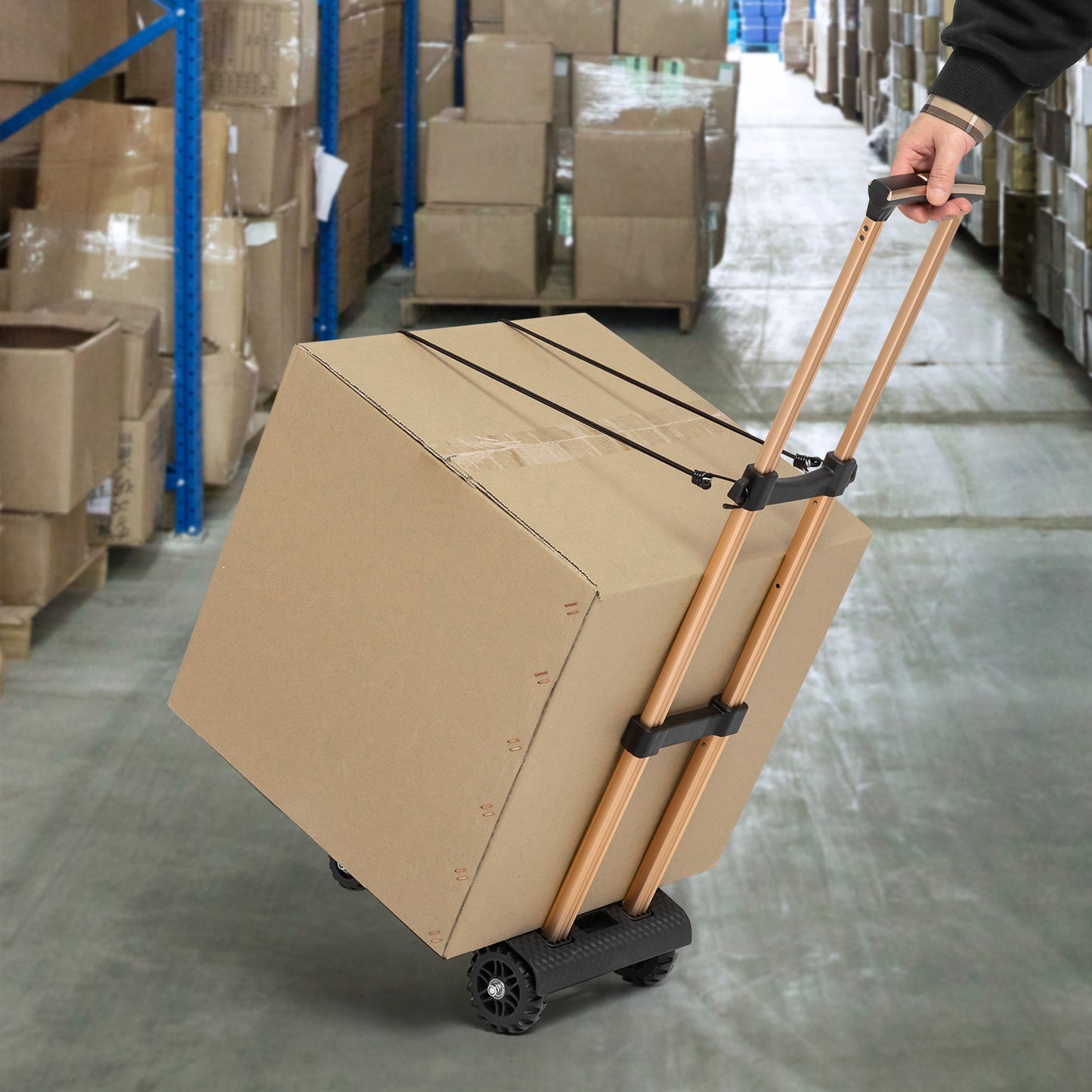 Folding Trolley w/Detachable Bag & Belt - Rigid Front Wheel