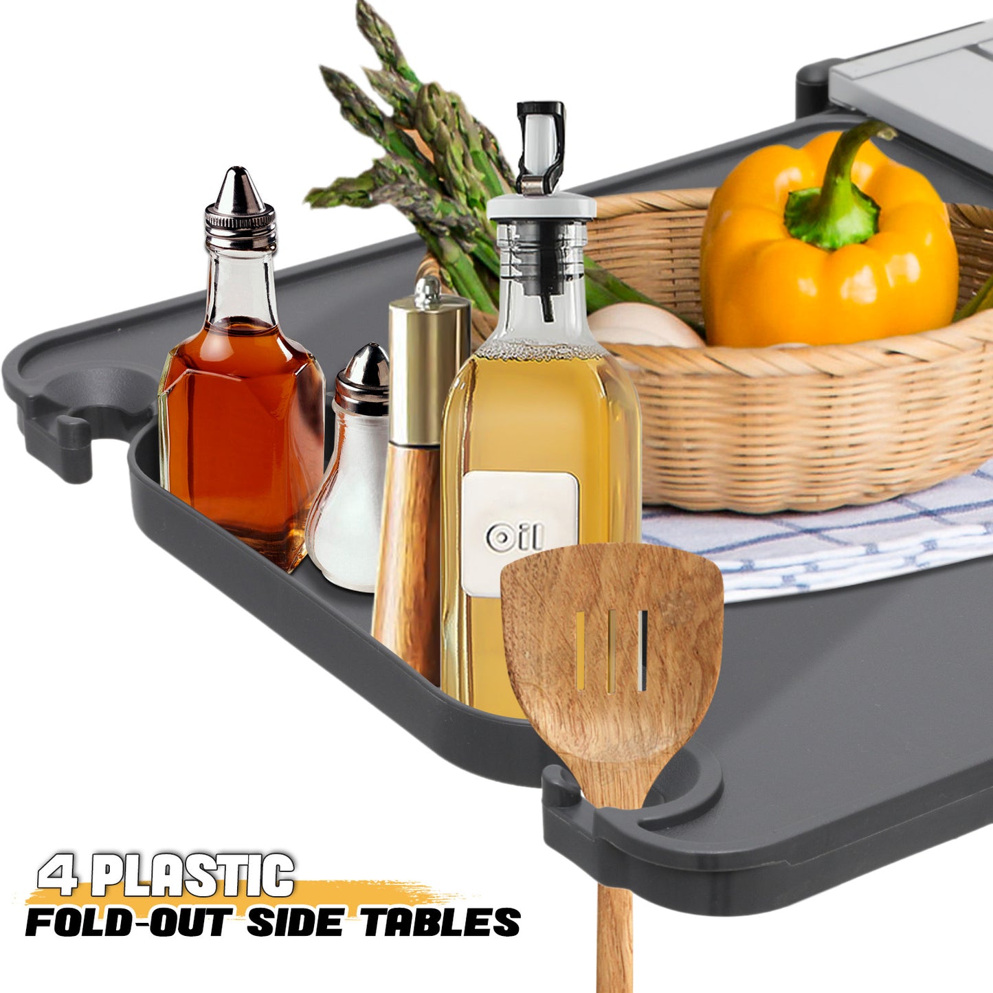 Folding Camping Table 52"x17.5"x32" - Black/silver