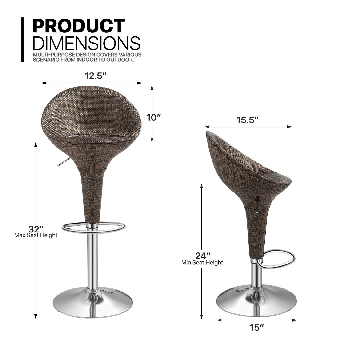 Oval Bar Stool 2 Pcs