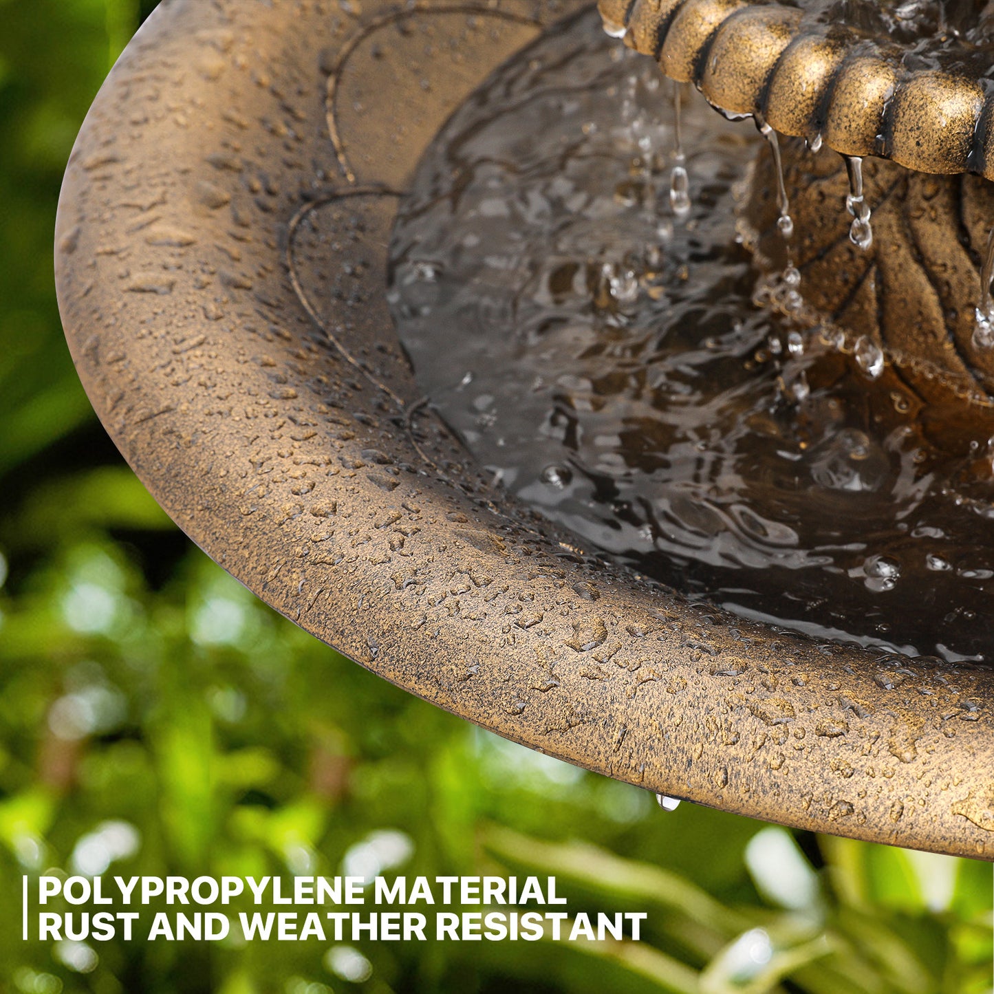 35" Tall Outdoor 3-Tiered Pedestal Water Fountain - Bird Bath