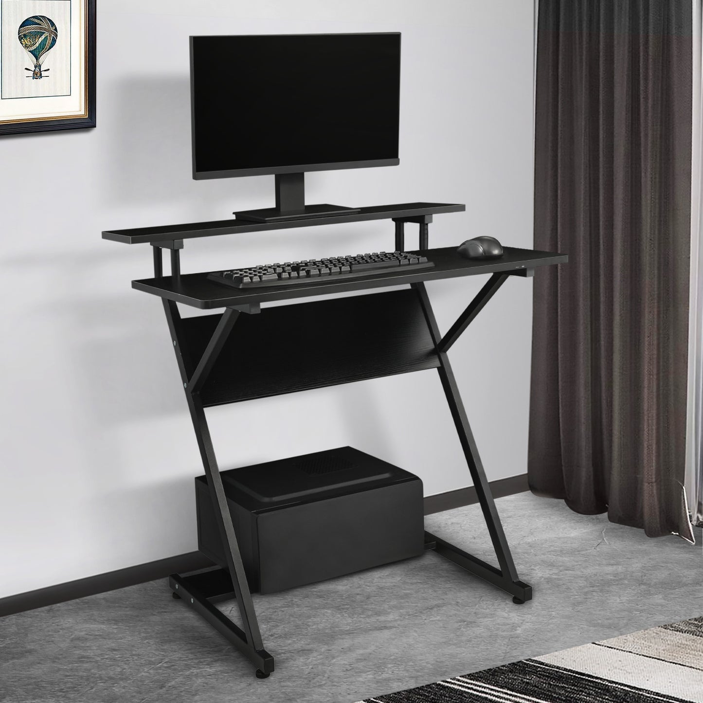 Computer Desk 31.5"x23"x32.5" - w/Monitor Shelf & CPU Stand