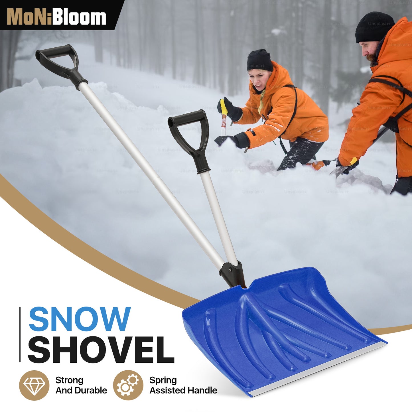 Snow Shovel - 4.4 FT Height - w/Spring Assisted Handle - Blue