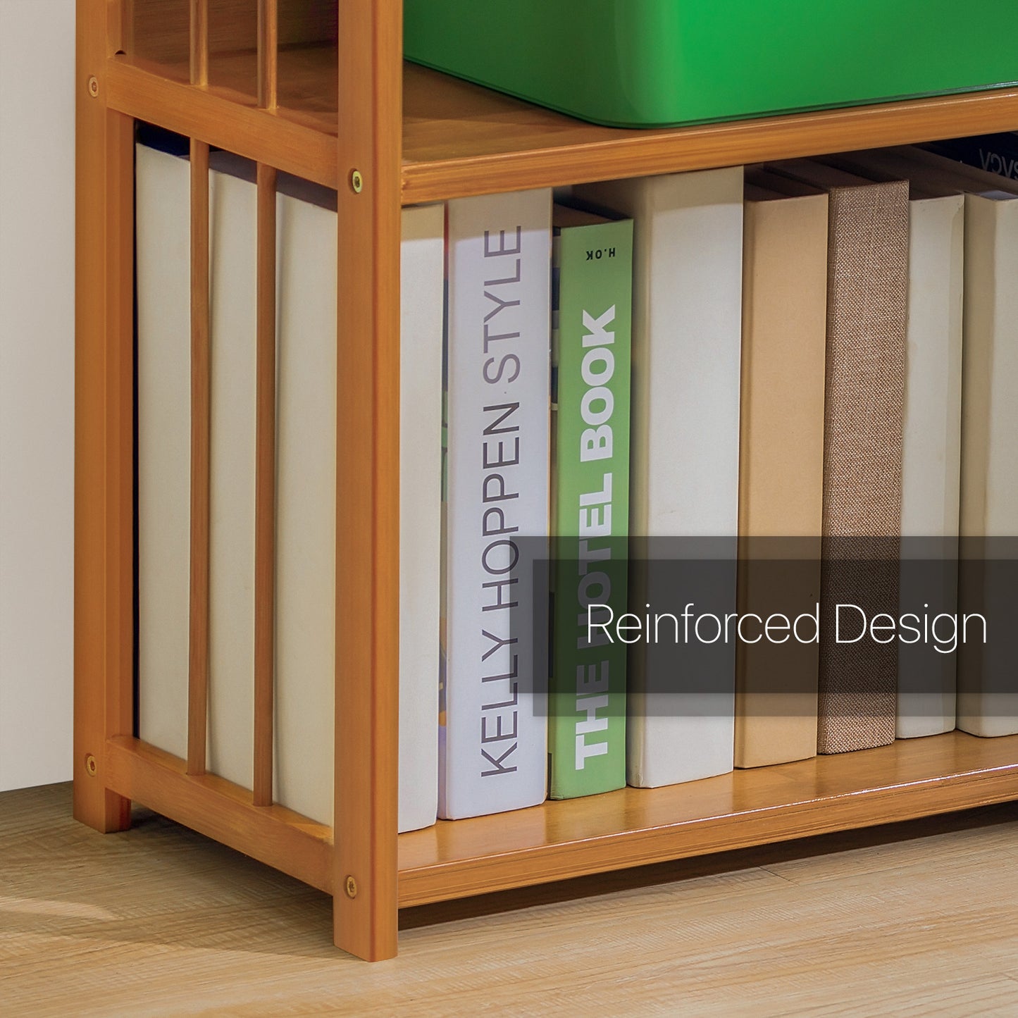 Adjustable Multi-Functional Shelving Organizer - Enclosed Back Panel - 4 Tier - Natural