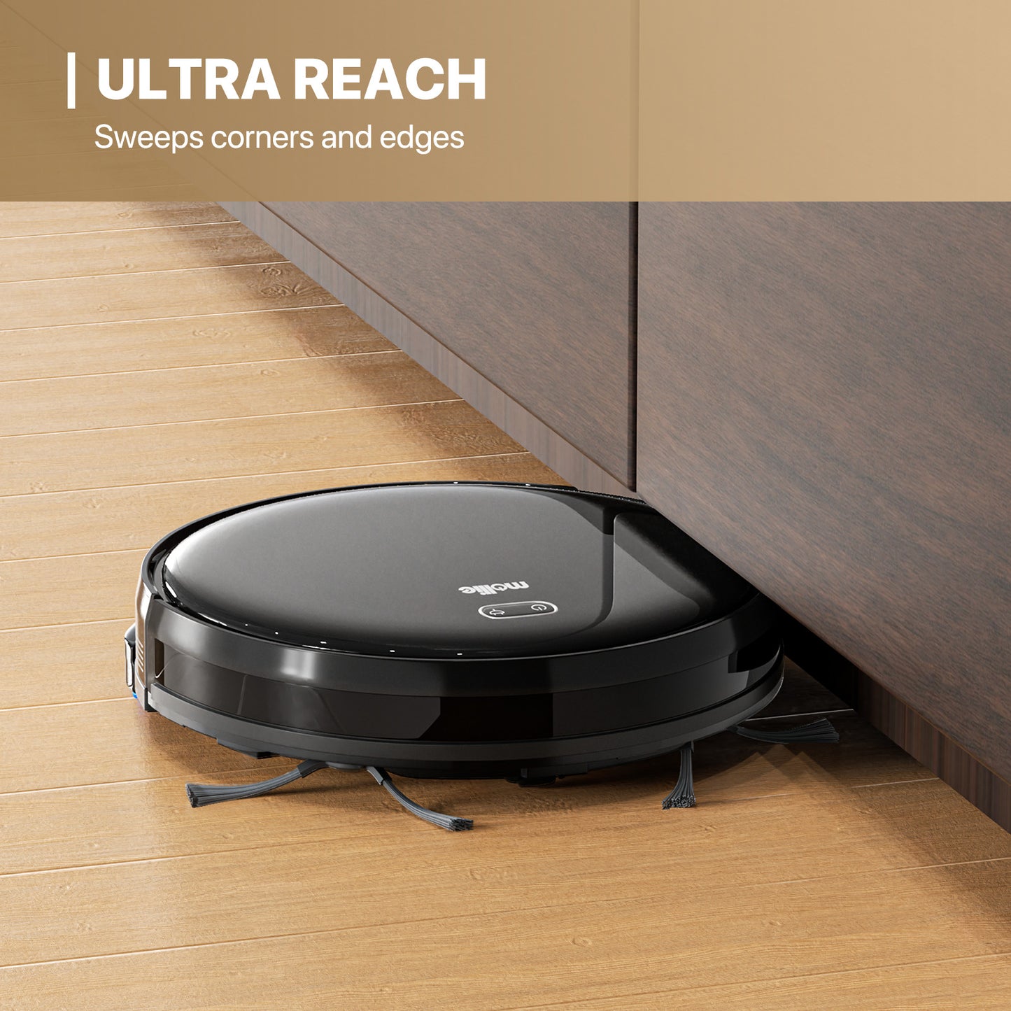 Robot Vacuum - 500ml Dustbin - 150ml Water Tank - w/Dry Mop+Remote Control - Black
