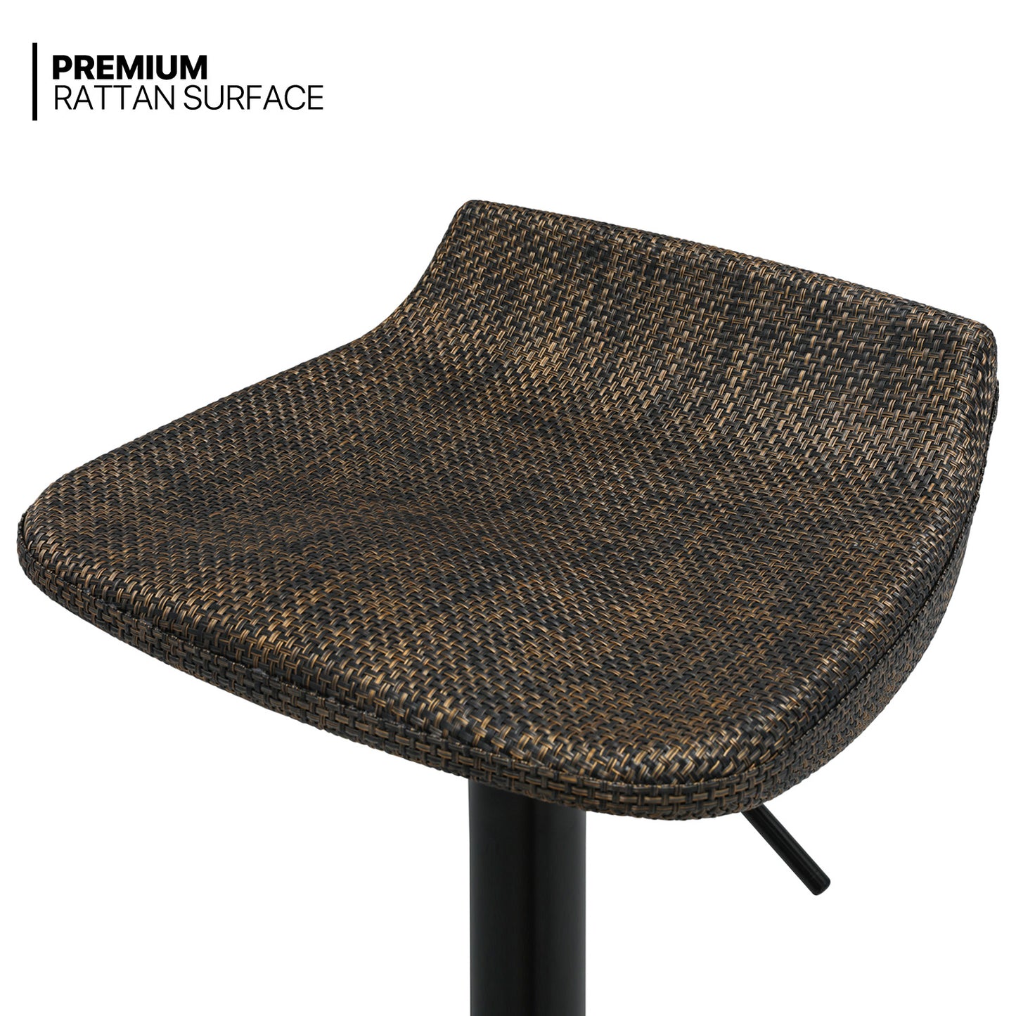 2 Pcs Rotatable Rattan Bar Stool Black/Brown