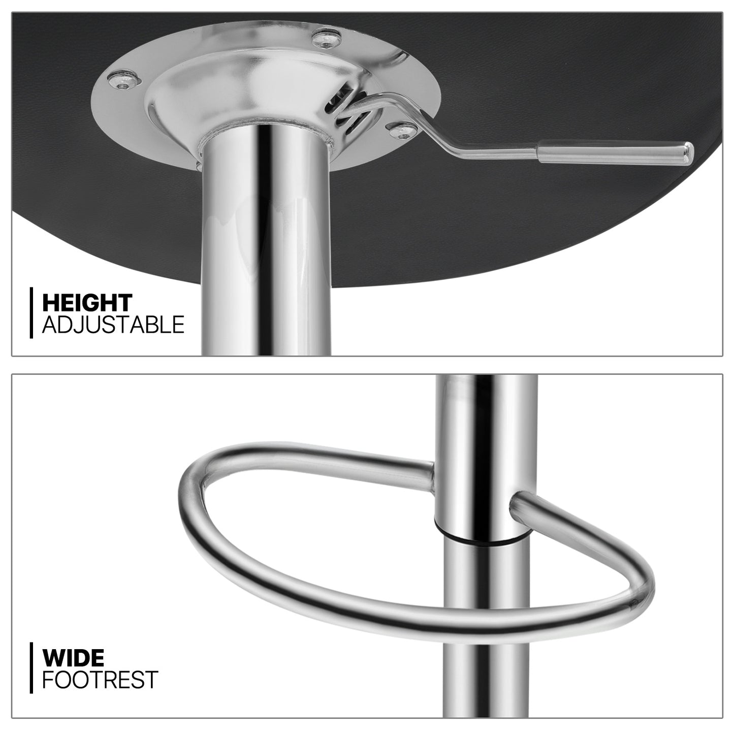 Set of 2 Leather Swivel Bar Stool Modern Adjustable Kitchen Counter Height Chair