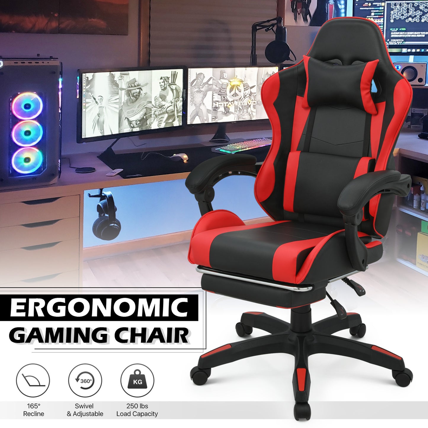 Reclinable Gaming Chair w/Footrest #001