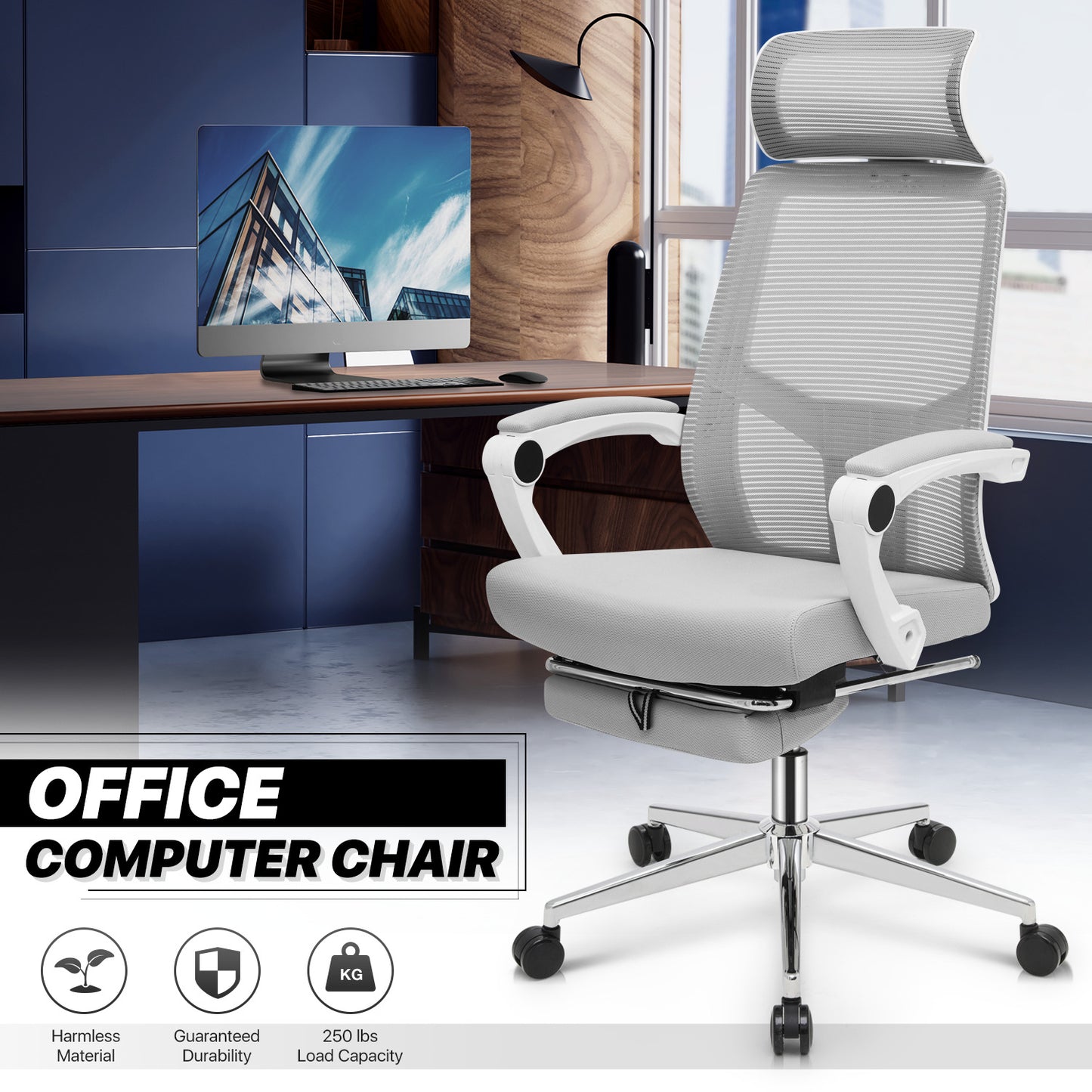 Reclinable Office Chair w/Footrest