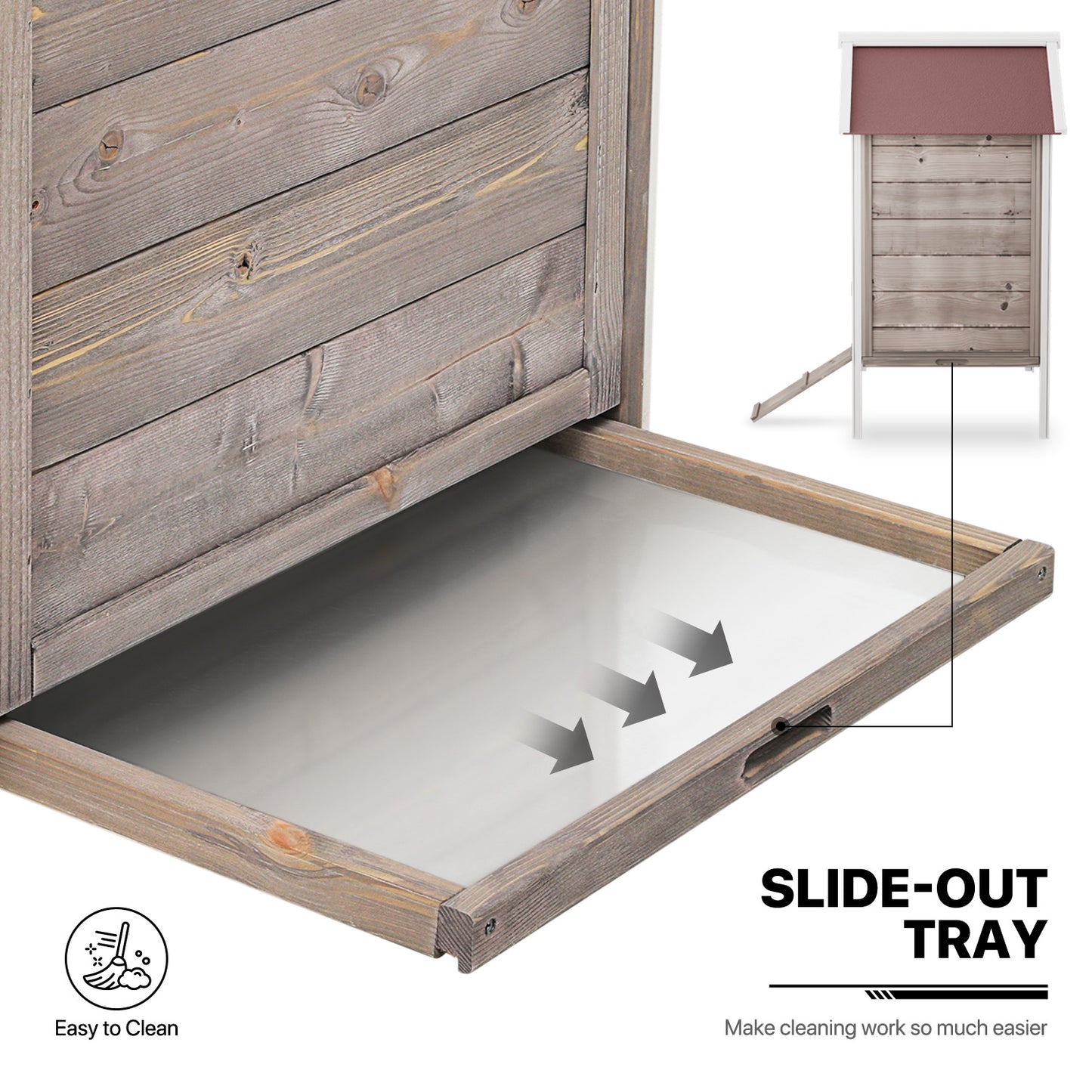 Wooden Chicken Coop with Removable Tray+Ventilation Door+Nesting Box