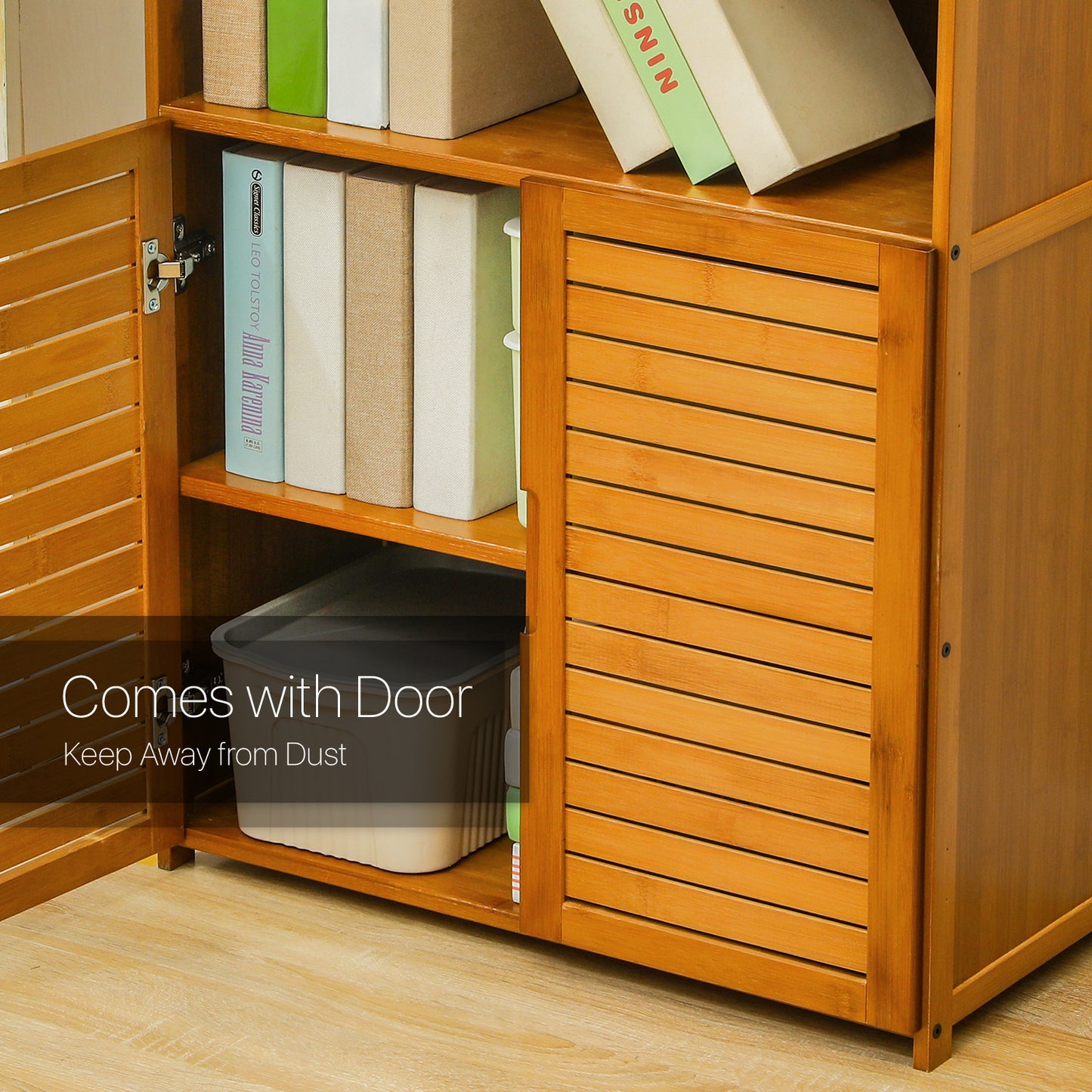 Multi-Functional Freestanding Display Shelf - with Bottom Cabinet Storage - 24" - Brown