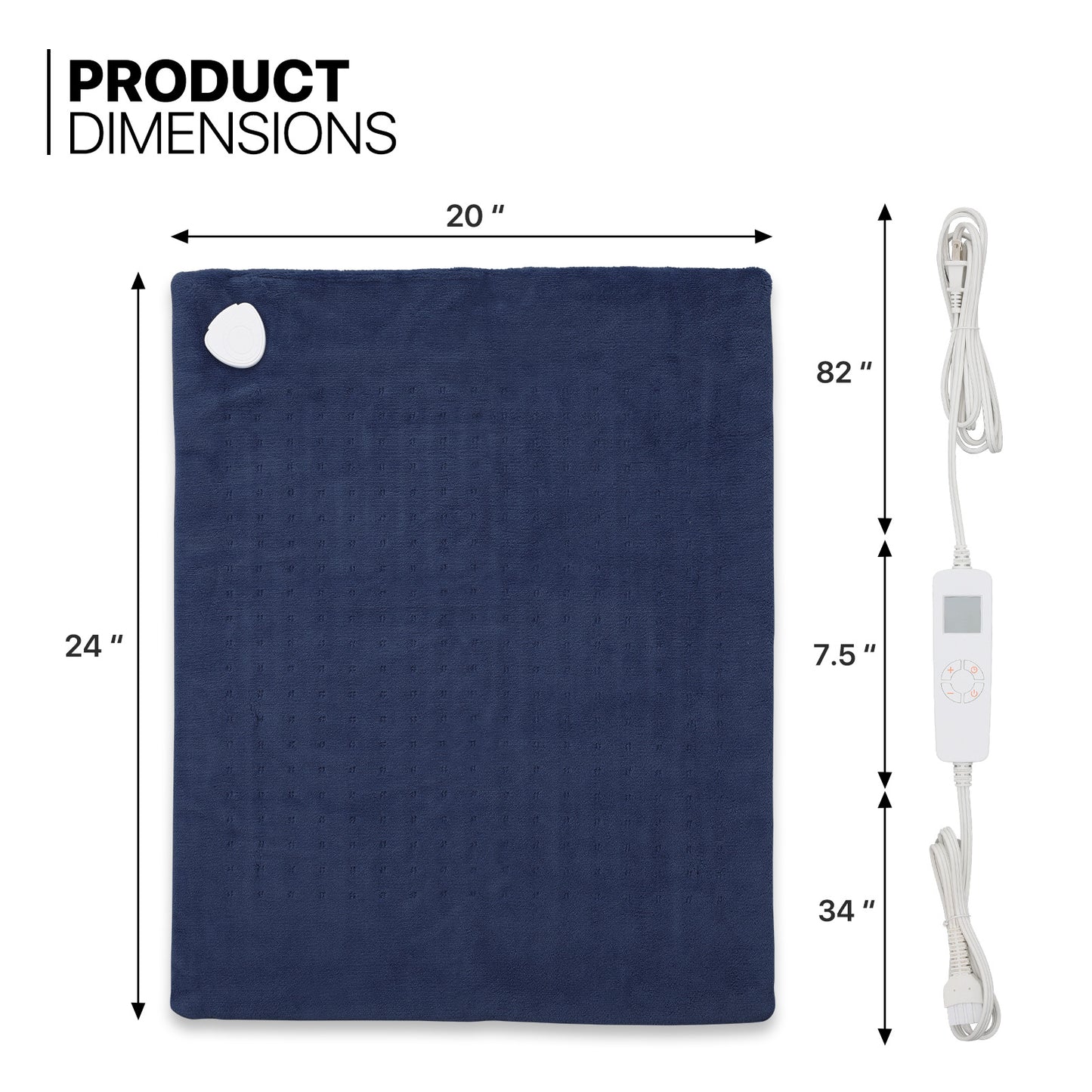 20" x 24" Electric Heating Pad - Coral Fleece + Knitted Fabric - Half an Hour Timer + 6 Heating Levels