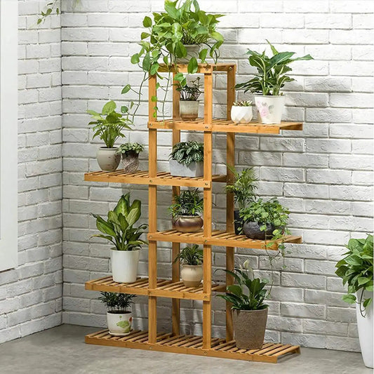 38" Carbonized Wooden Plant Rack